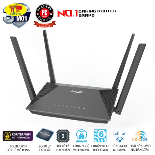 Thiết bị mạng ASUS RT-AX52 (AX1800, AIMESH) Dual Band WIFI 6
