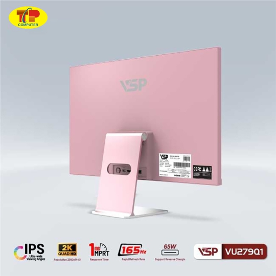 Màn hình VSP VU279Q1 (27 inch/QHD/IPS/165Hz/1ms/USB-C 65W/Pink) 