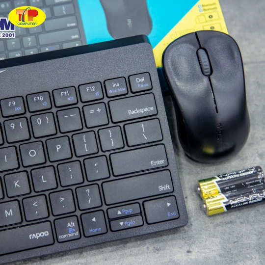 Bộ Bàn phím + Chuột không dây Rapoo 8000M màu Đen (USB/Bluetooth)