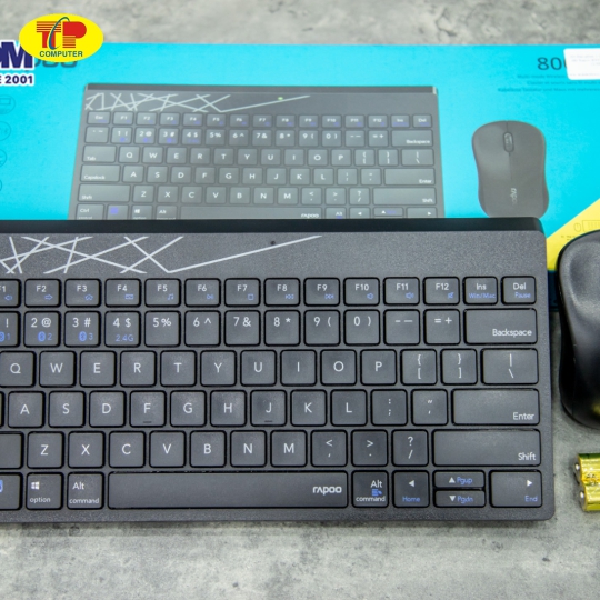 Bộ Bàn phím + Chuột không dây Rapoo 8000M màu Đen (USB/Bluetooth)