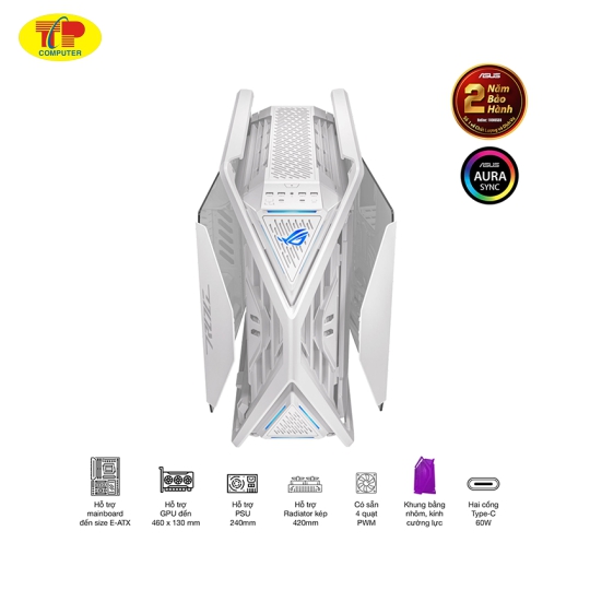 Vỏ Case Asus GR701 ROG Hyperion White Edition (eATX/Full Tower/ Màu Trắng)