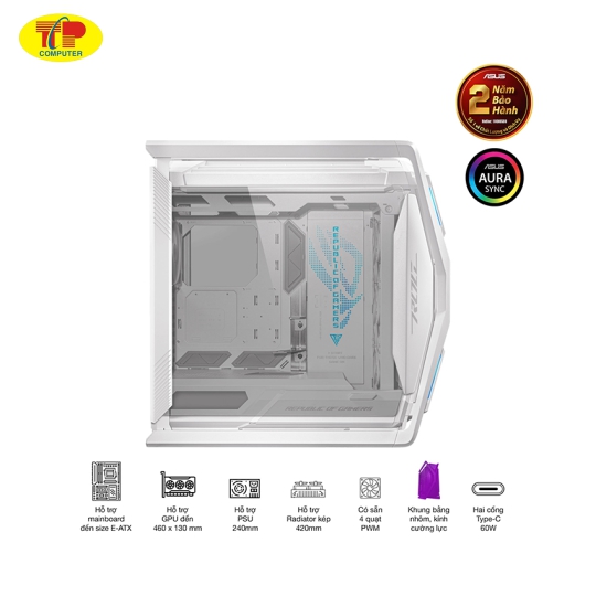 Vỏ Case Asus GR701 ROG Hyperion White Edition (eATX/Full Tower/ Màu Trắng)