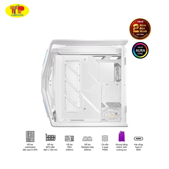 Vỏ Case Asus GR701 ROG Hyperion White Edition (eATX/Full Tower/ Màu Trắng)