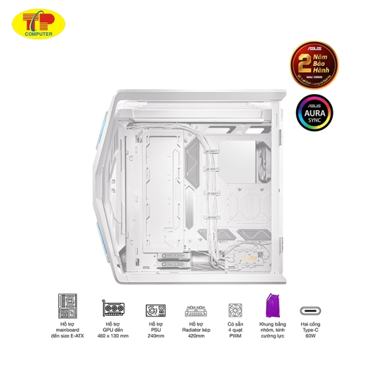 Vỏ Case Asus GR701 ROG Hyperion White Edition (eATX/Full Tower/ Màu Trắng)