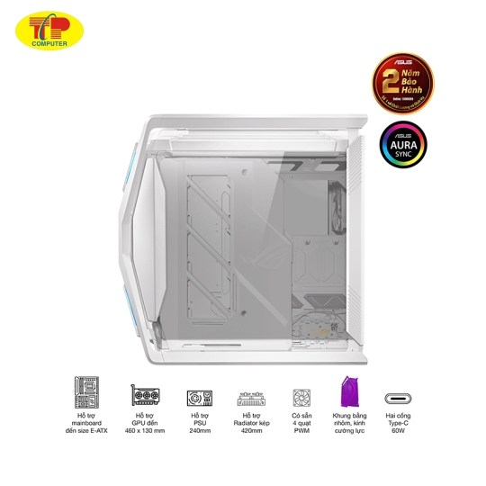 Vỏ Case Asus GR701 ROG Hyperion White Edition (eATX/Full Tower/ Màu Trắng)