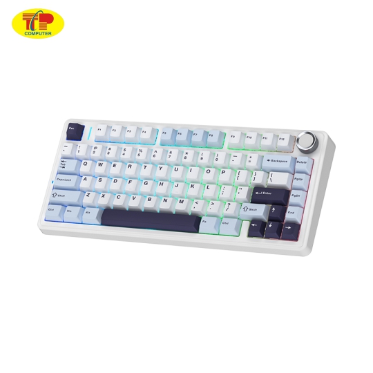 Bàn phím cơ AULA F75 ICE Blue 3 mode (TypeC + 2.4G + Bluetooth, Ice Vein switch)