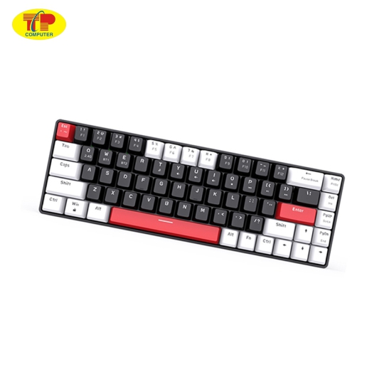 Bàn phím cơ không dây EDRA EK368L White Black Blue switch (Bluetooth, Wireless 2.4G)