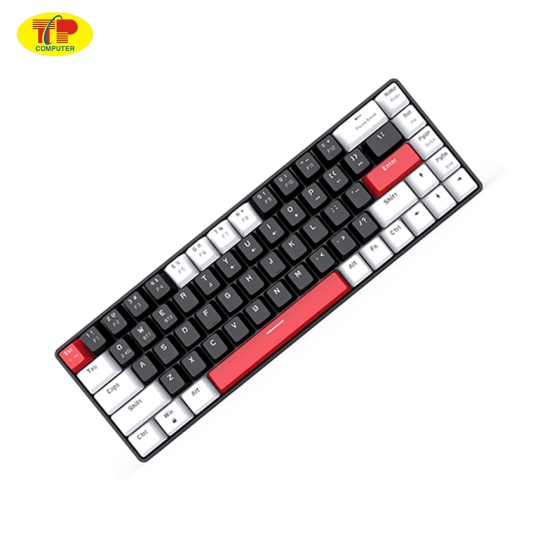 Bàn phím cơ không dây EDRA EK368L White Black Blue switch (Bluetooth, Wireless 2.4G)