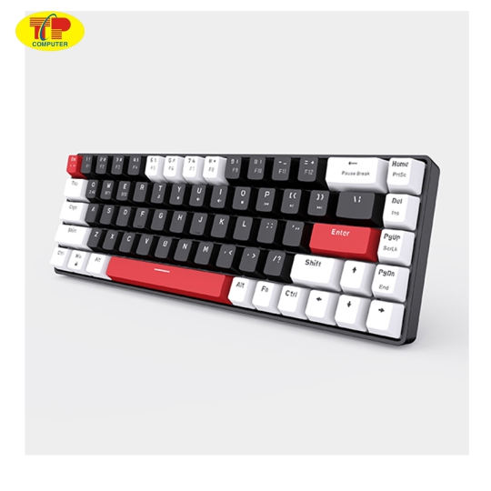 Bàn phím cơ không dây EDRA EK368L White Black Blue switch (Bluetooth, Wireless 2.4G)