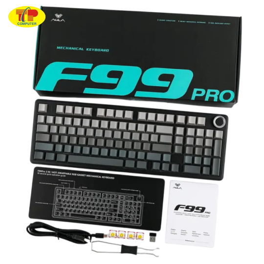Bàn phím cơ gaming AULA F99 Pro (3 Mode/Xám + Đen gradient/Rgb/Nimbus V3 switch)