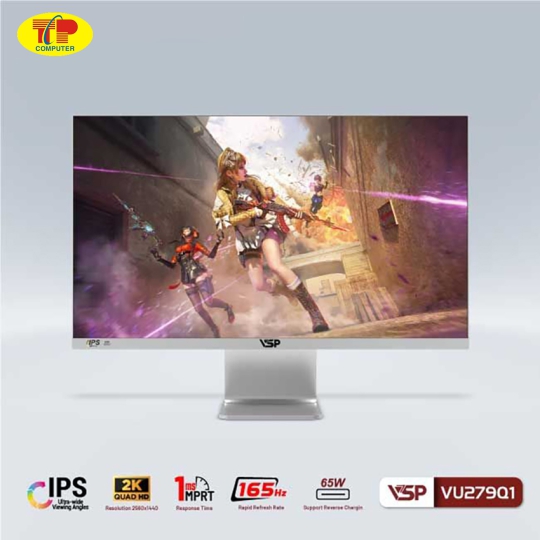 Màn hình VSP VU279Q1 (27 inch/QHD/IPS/165Hz/1ms/USB-C 65W/White) 